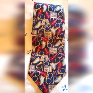 Kieselstein-Cord Men's Silk Tie Musical Instruments Red Blue